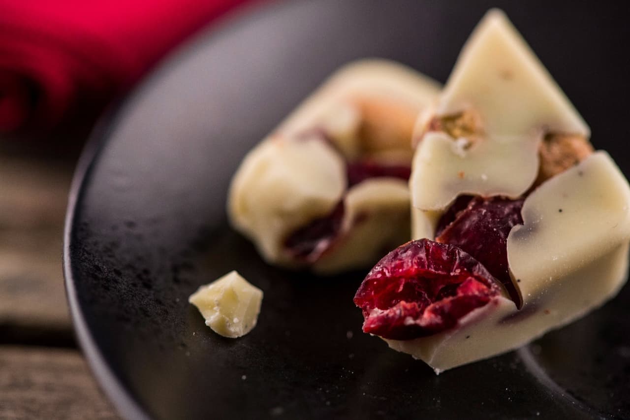 Chocolate blanco con frutos secos. Su nombre es "Músico blanco".