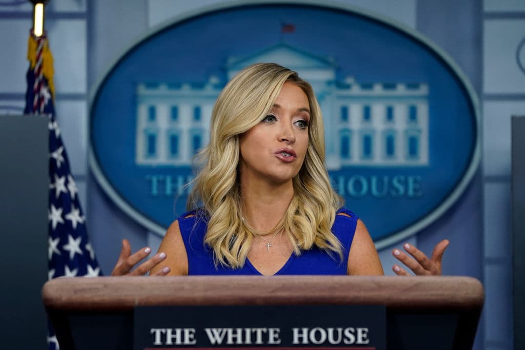 La secretaria de prensa de la Casa Blanca, Kayleigh McEnany, durante una conferencia de prensa el 24 de julio de 2020.