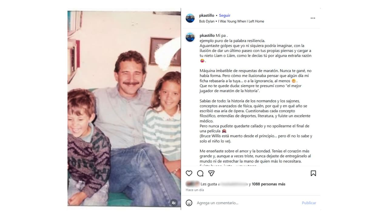 Así se dio a conocer el fallecimiento del papá de Fernanda Castillo.