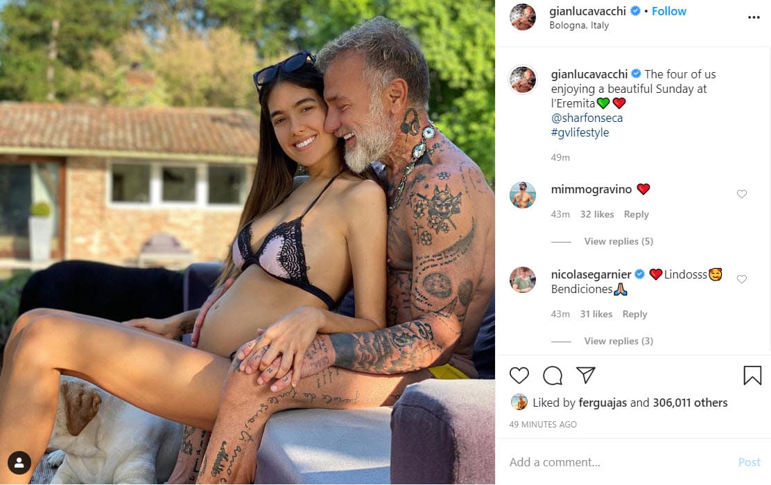 Desde entonces, ambos han compartido su felicidad mientras el vientre de la venezolana 
<b><a href="https://www.univision.com/famosos/gianluca-vacchi-publica-nueva-foto-de-la-pancita-de-sharon-fonseca-y-sorprende-por-lo-grande-que-ya-luce-fotos" target="_blank">va creciendo</a></b> cada vez más. 
<br>