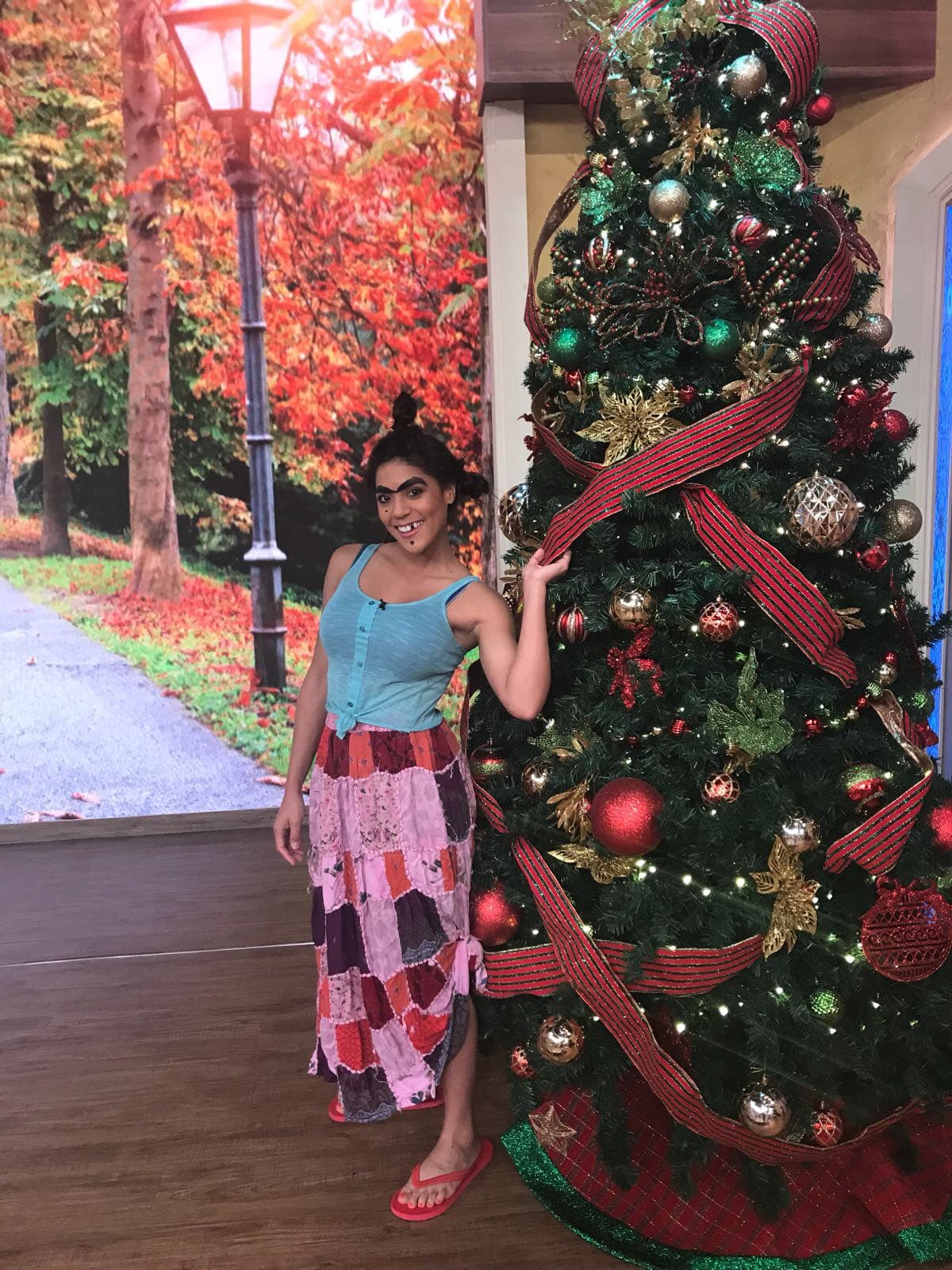 Este año, Mela la Melaza fue la encargada de decorar el arbolito de Navidad y quedó satisfecha con el resultado.