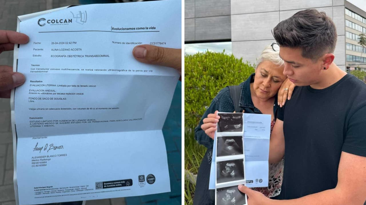 Alina Lozano y Jim Velásquez muestran la carta médica.