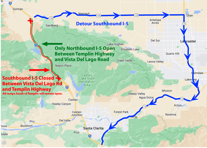 Desvíos por cierre de Autopista 5