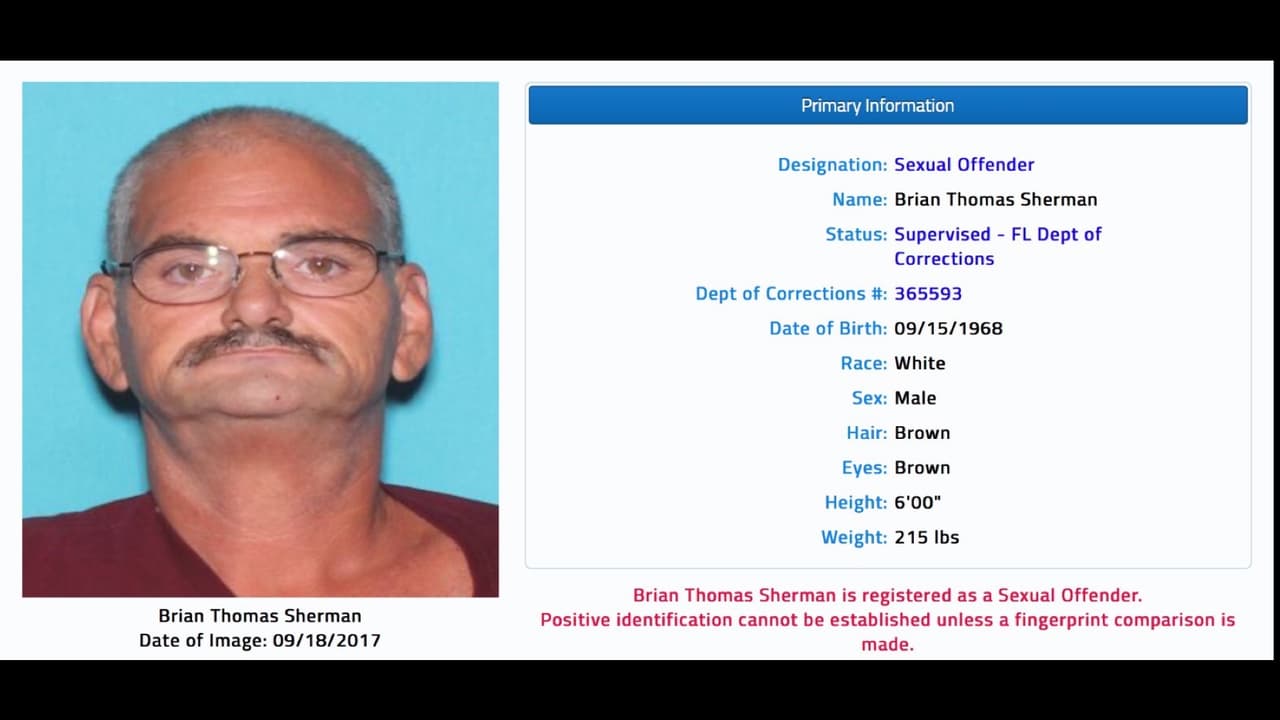 Este es el registro de Brian Thomas Sherman como delincuente sexual