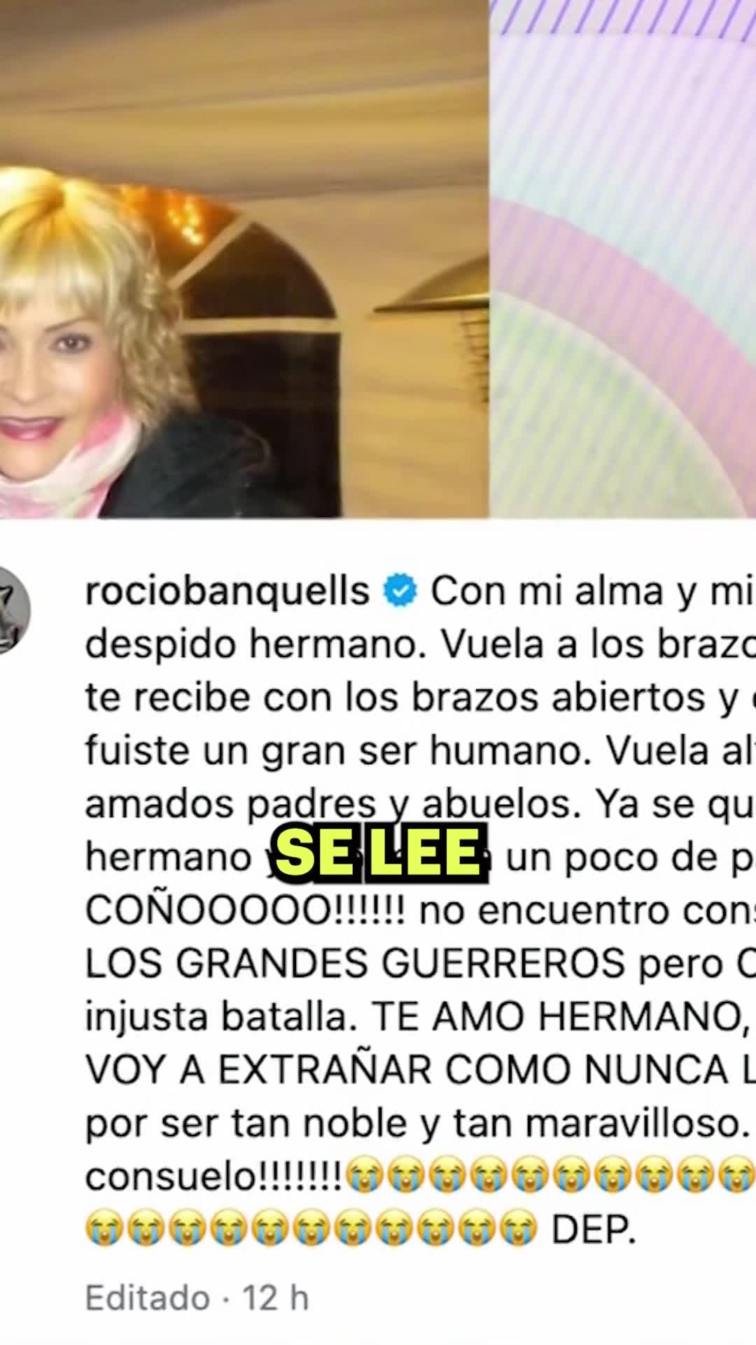 Rocío Banquells de luto por el sensible fallecimiento de su hermano