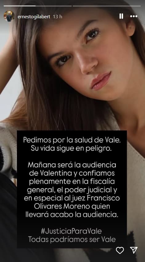 Familiares de Valentina Gilabert informaron que su "vida sigue en peligro".