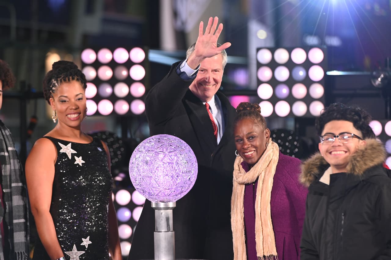 El alcalde de la ciudad de Nueva York, Bill de Blasio, y la primera dama, Chirlane McCray en las festividades.