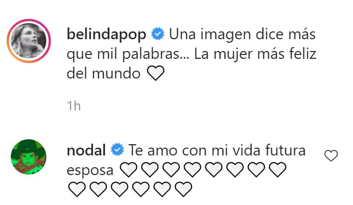 La pareja publicó un par de imágenes en Instagram e intercambiaron románticos mensajes.
<br>