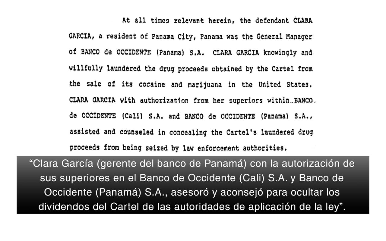 Fragmento de acusación criminal contra el Banco de Occidente.