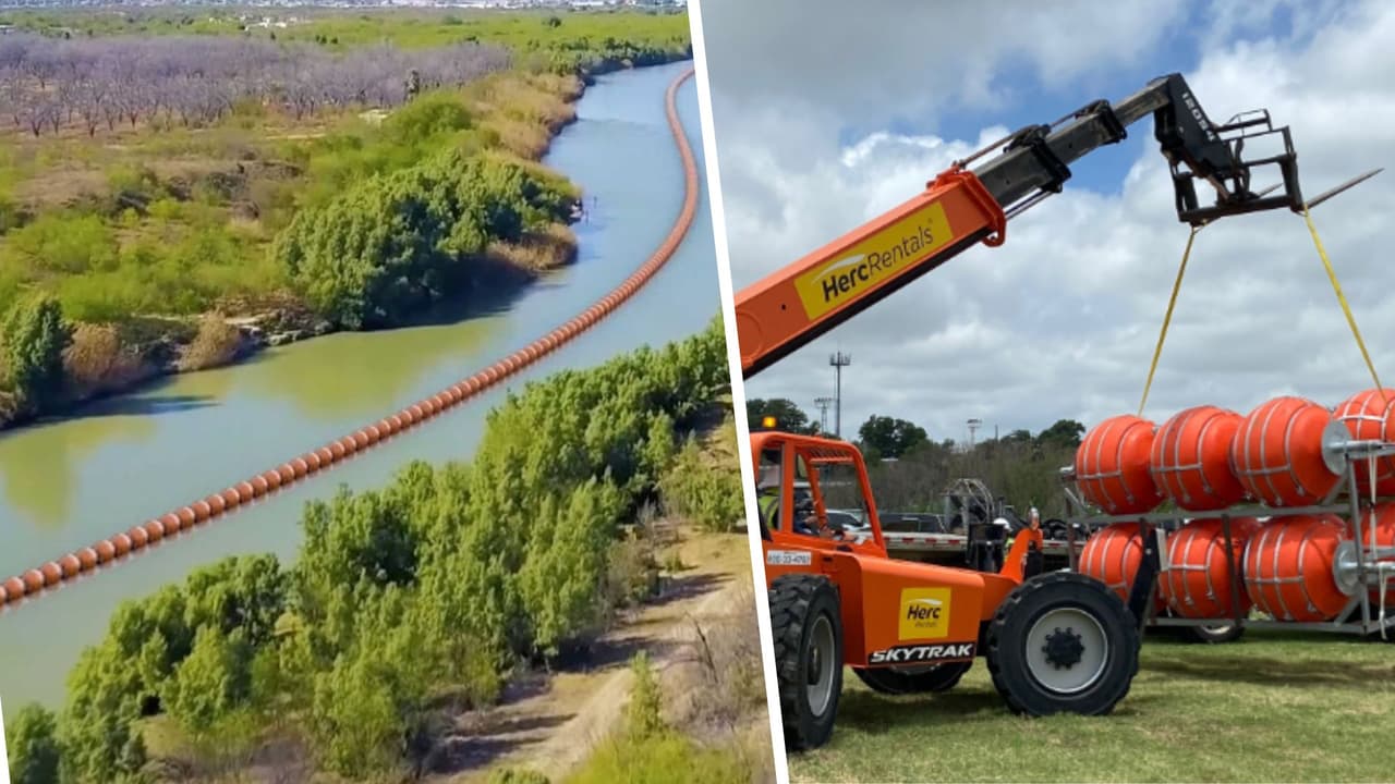 Gobernador de Texas, Greg Abbott, inicia instalación del muro flotante fronterizo en Eagle Pass