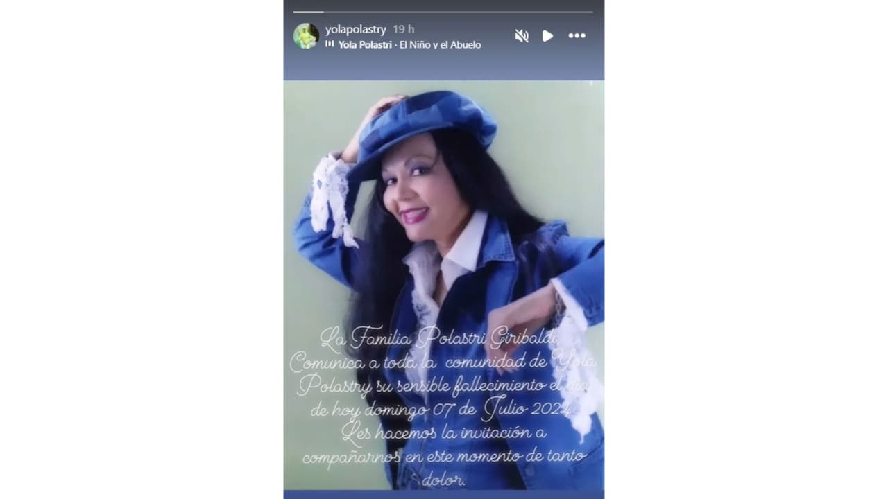 Yola Polastri murió a los 74 años.