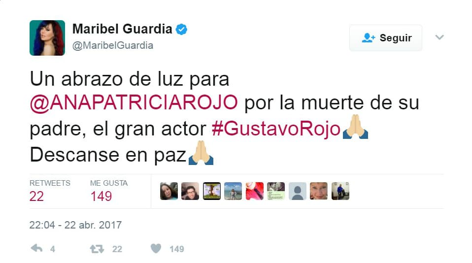 <b><a href="http://www.univision.com/temas/maribel-guardia">Maribel Guardia</a></b> también le mandó un mensaje de paz a
<b><a href="http://www.univision.com/temas/ana-patricia-rojo">Ana Patricia</a></b>, dejándole un abrazo lleno de luz en este difícil momento por el que atraviesa.