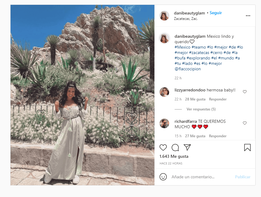 Esta foto, del 25 de agosto, es la última imagen que Daniela posteó en vida. Sonriente y contenta, se encontraba en la ciudad de Zacatecas, México.