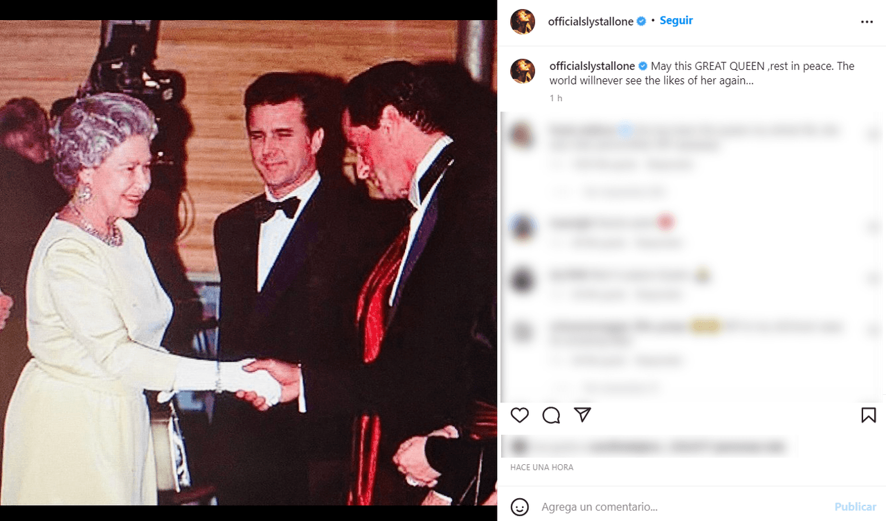 Sylvester Stallone convivió con la reina Isabel II en un evento de gala.