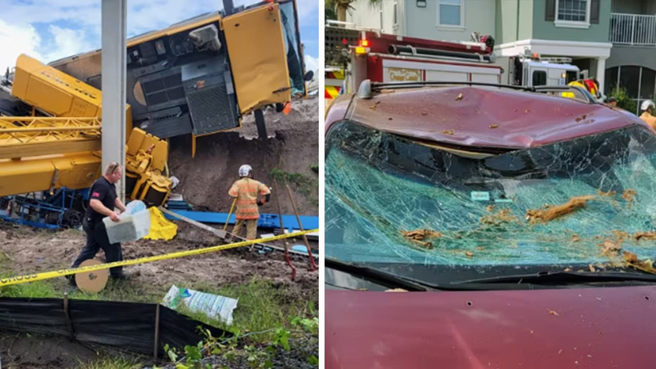 Trabajador de la construcción muere y otro resulta herido al colapsar grúa en Orlando