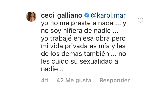 Cecilia Galliano de inmediato respondió a estas acusaciones con este mensaje.