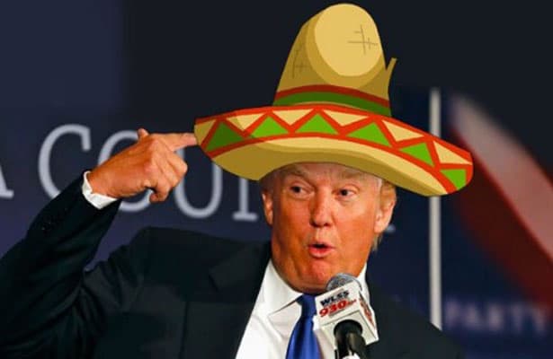 Con sombrerito y toda la cosa, para demostrar su empatía con los mexicanos.
<br>