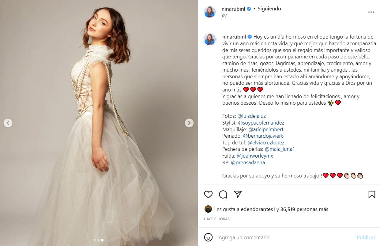 Nina Rubín cumplió 15 años el 5 de enero.