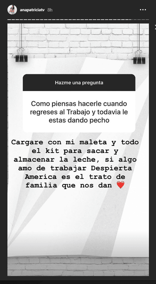 La conductora respondió a preguntas de sus seguidores en Instagram.