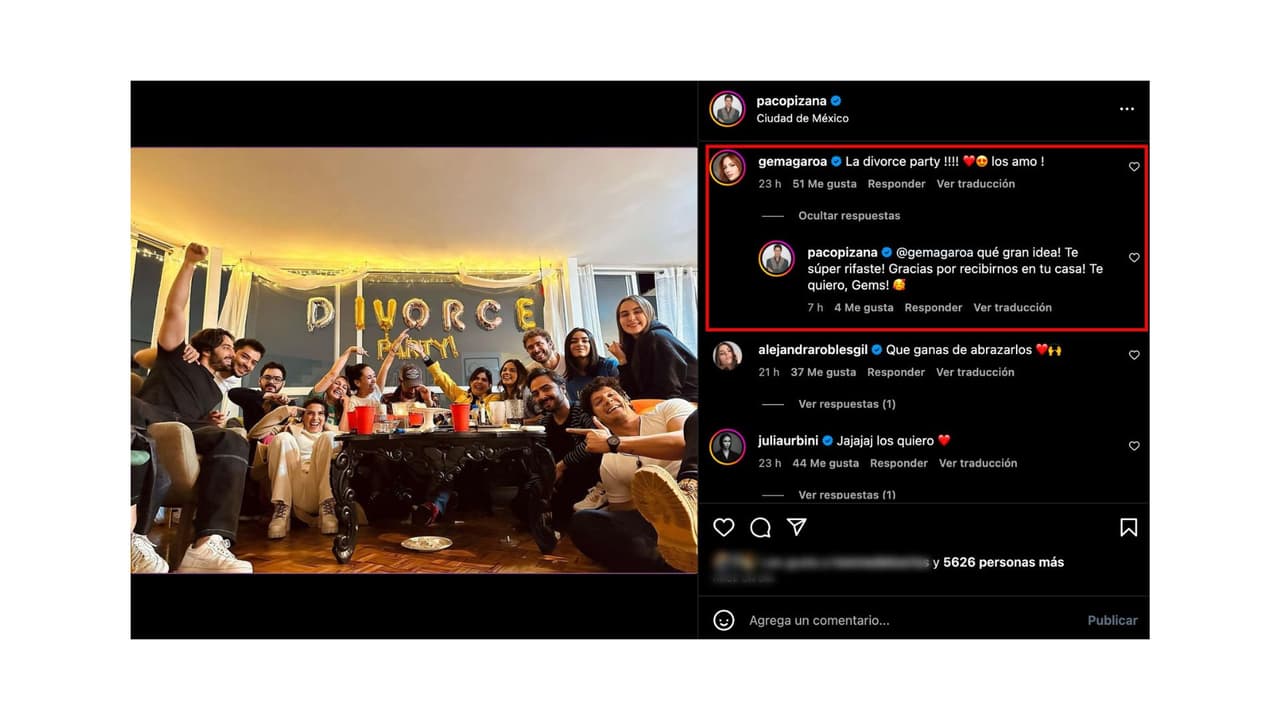 La "fiesta de divorcio" tuvo lugar en la casa de la actriz Gema Garoa.