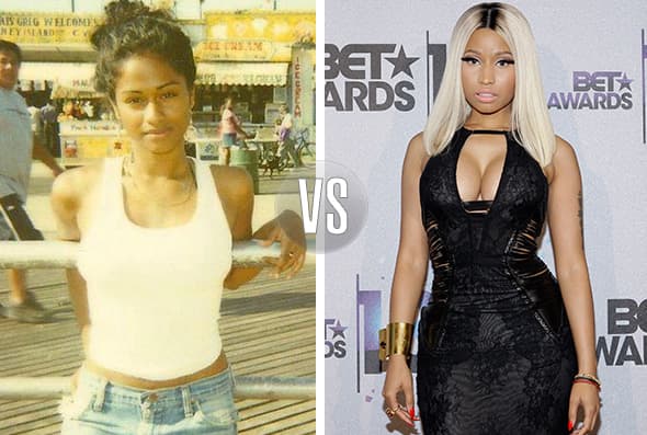 ¿La reconoces? Es Nicki Minaj, quien antes de sus cirugías era prácticamente otra mujer. **Fotos: Twitter y Getty Images.