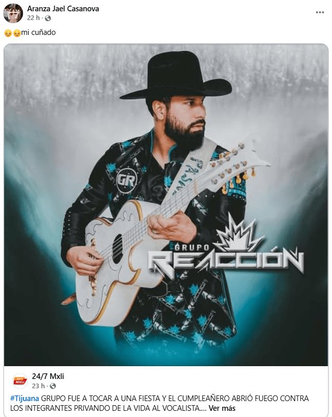 Aranza Jael Casanova afirma ser cuñada de Arturo Rivera y lamentó su muerte.