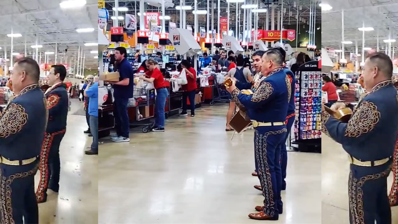 Mariachi canta en un supermercado de Texas para calmar a clientes tensos por el coronavirus
