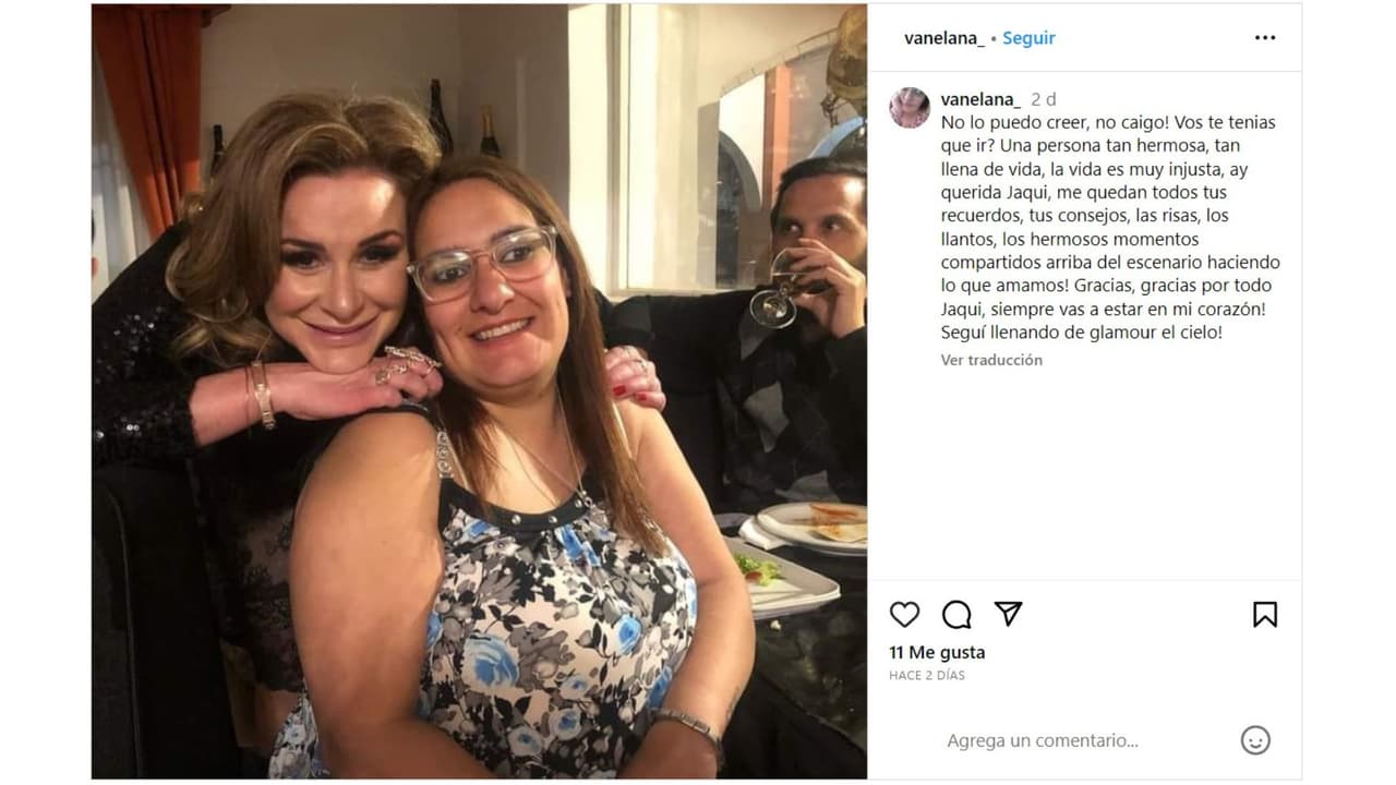 Actriz Vanesa Lana despide a Jaquelin Carrieri.