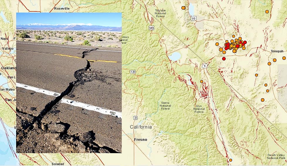 Más de 40 réplicas y grietas en carreteras tras temblor entre California y Nevada