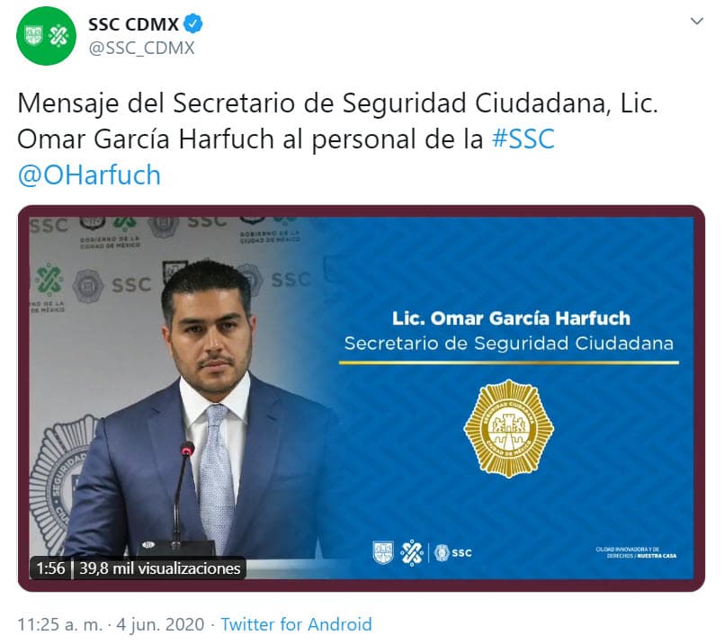 La camioneta en la que viajaba fue baleada por sicarios del Cártel Jalisco Nueva Generación, una de las organizaciones del narcotráfico más peligrosas de México, informó el secretario a través de su cuenta de Twitter.
<br>