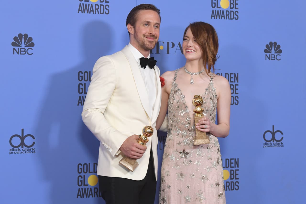 La película La La Land, en la que aparecen Ryan Gosling y Emma Stone, ganó el Globo de Oro a Mejor película de comedia o musical. Además, ganó otros seis galardones durante la noche.