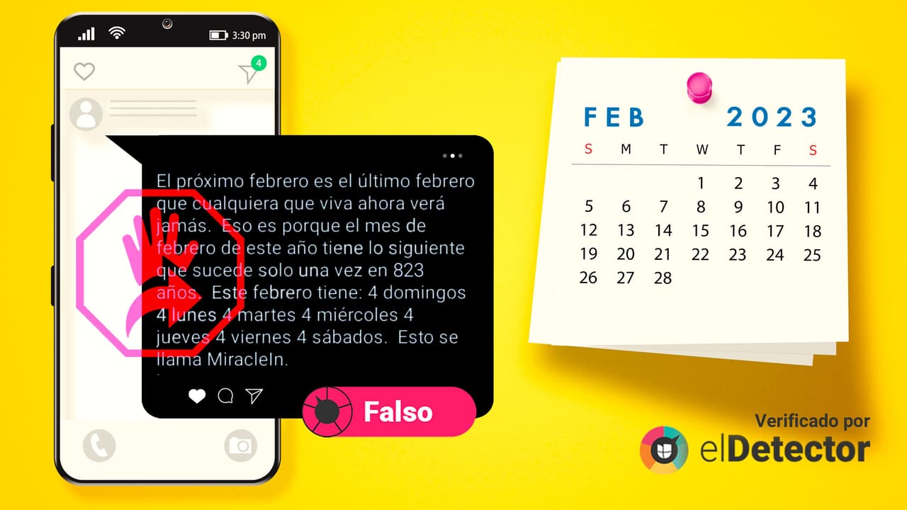 Es falso que febrero de 2023 tiene una peculiaridad que solo ocurre cada 823 años