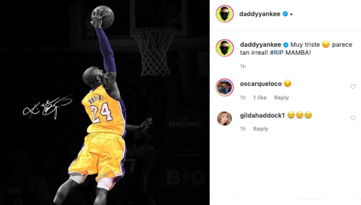 "Muy triste": 
<b>Daddy Yankee tampoco podía creer</b> que Kobe Bryant perdiera la vida en un accidente.