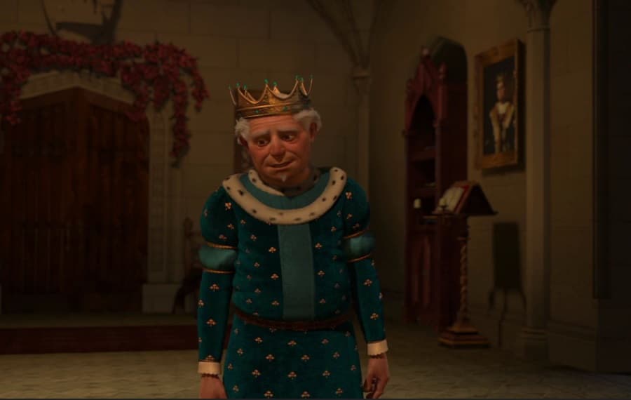 <b>Rey Harold</b>
<br>Muchos recordarán a este personaje como el rey de Muy Muy Lejano; se trata del esposo de Lilian y padre de Fiona que solía ser una rana antes de hacer un trato con la Hada Madrina (esto para convertirse en humano con la condición de que su hija y Fiona se casaran en el futuro).