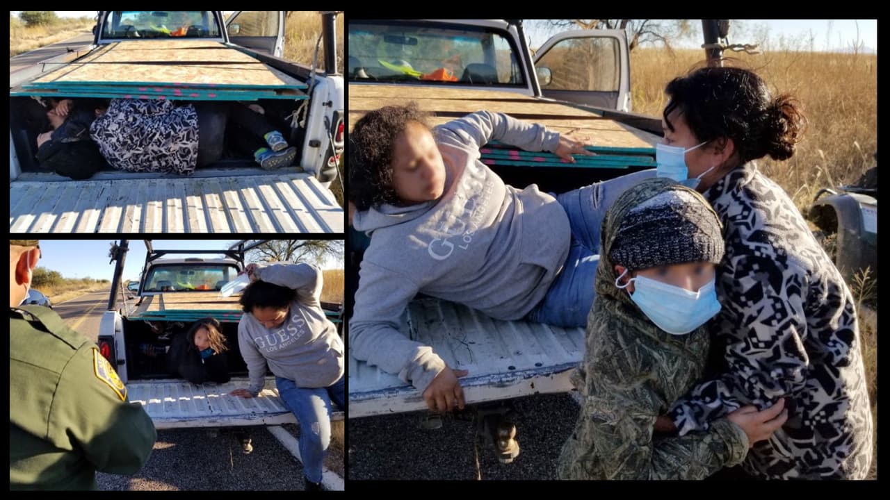 Encuentran a dos niñas de 4 y 8 años hacinadas en una camioneta con ocho indocumentados