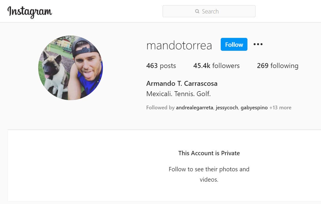 Hasta el pasado lunes, el
<b><a href="https://www.instagram.com/mandotorrea/" target="_blank"> perfil de Instagram </a></b>del actor era público, pero este jueves 22 de octubre ya aparece privado, según constató Univision Digital. 
<br>