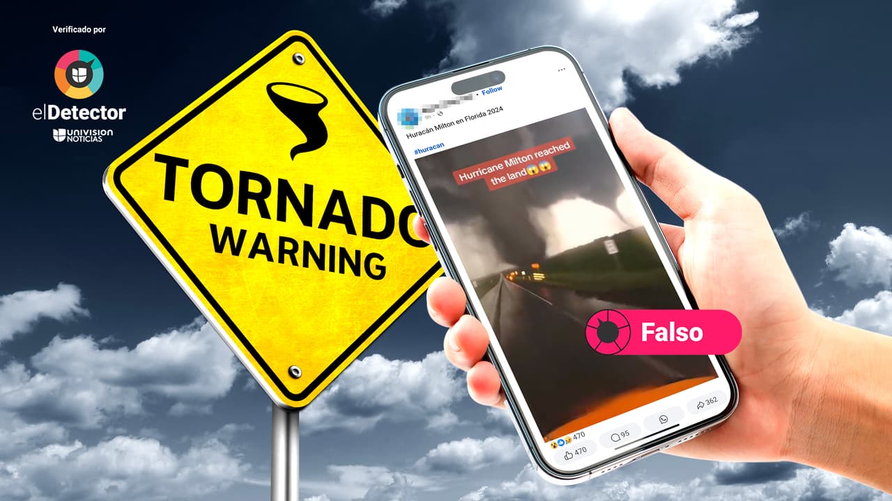 Ese video es de un cazatormentas y no muestra tornados provocados por el huracán Milton en Florida