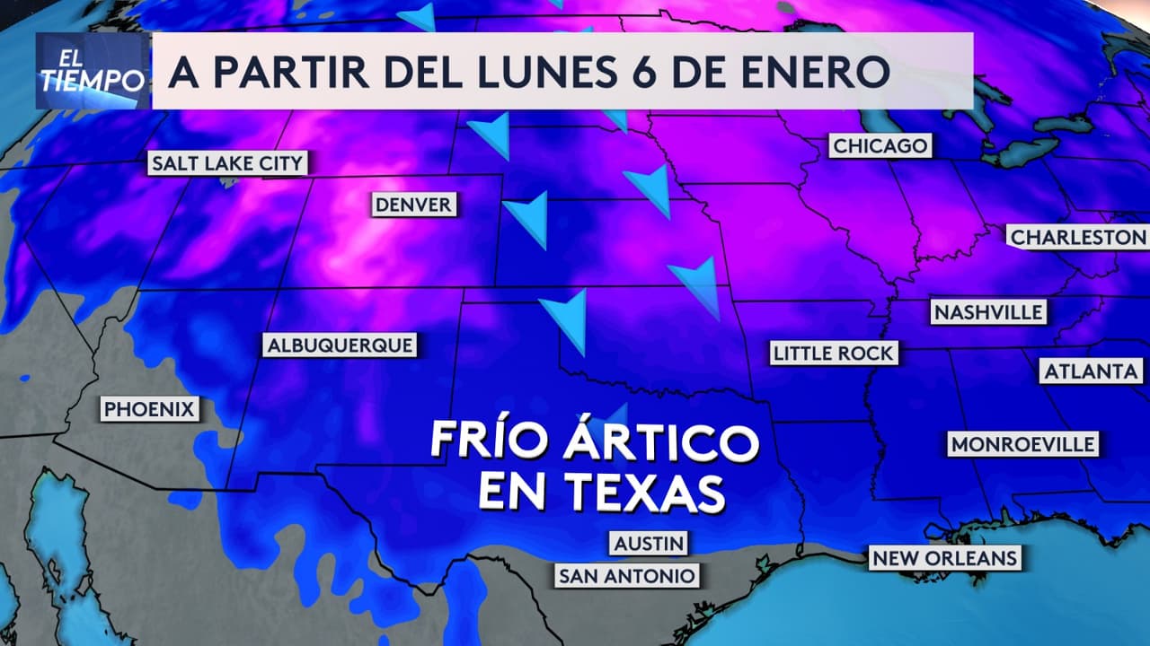 <b>¿Qué está pasando? </b>Una ola de aire ártico afectará al centro de Texas a partir del lunes 6 de enero, trayendo temperaturas significativamente más frías.