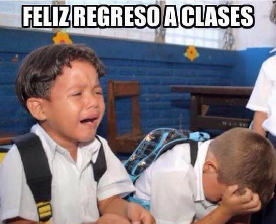 Este niño está llorando, no sabemos si de la emoción por regresar a la escuela o por la tristeza que le da enfrentar la realidad.