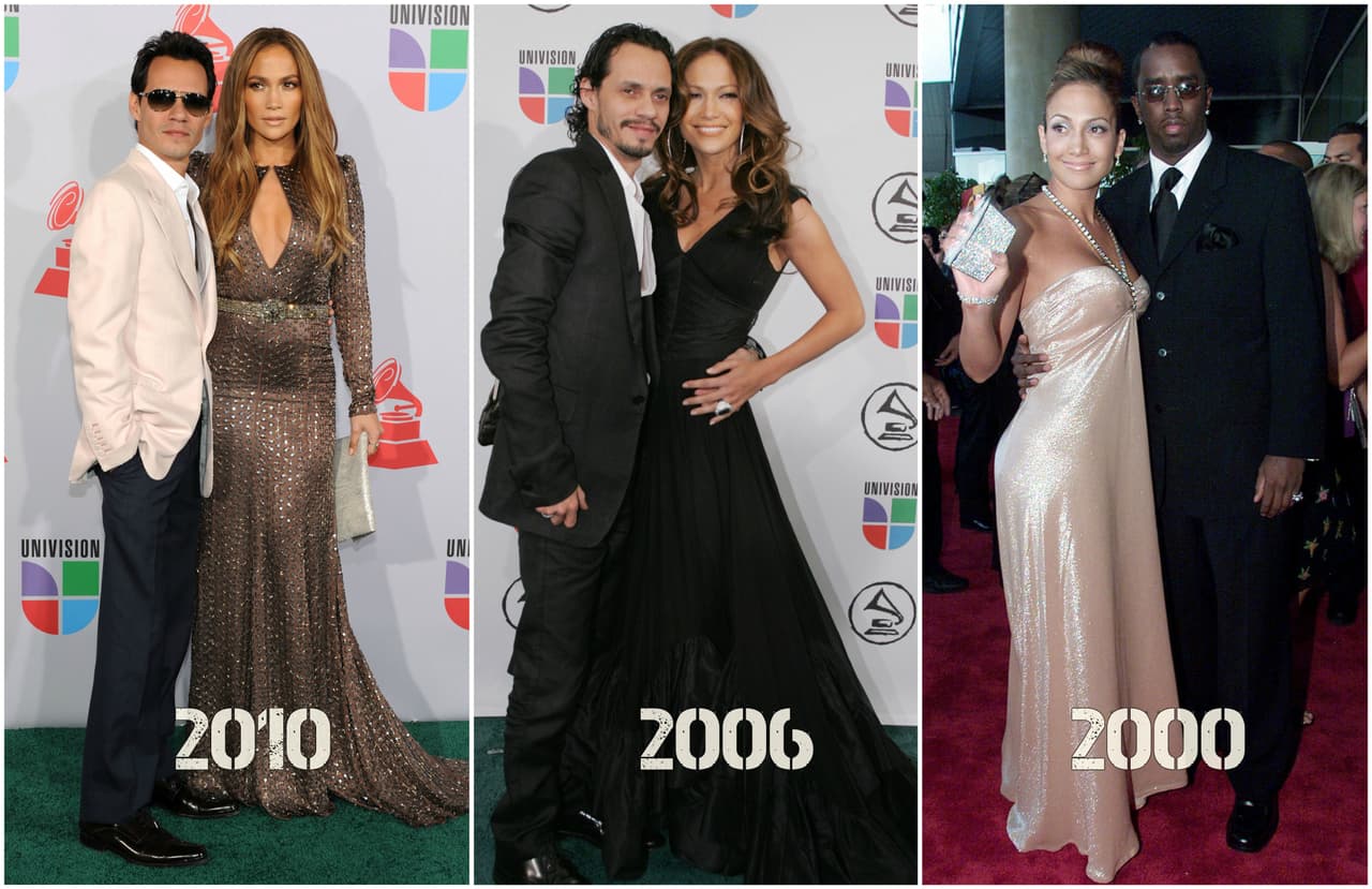 No olvidemos el paso de Jennifer Lopez por esta ceremonia, la actriz y cantante llegó de la mano de Marc Anthony y en el año 2000 se hizo acompañar del rapero Puff Daddy.