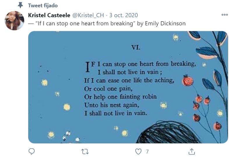 En su cuenta de Twitter es más activa y opina de todo tipo de temas, entre ellos política, arte y noticiosos.
<br>