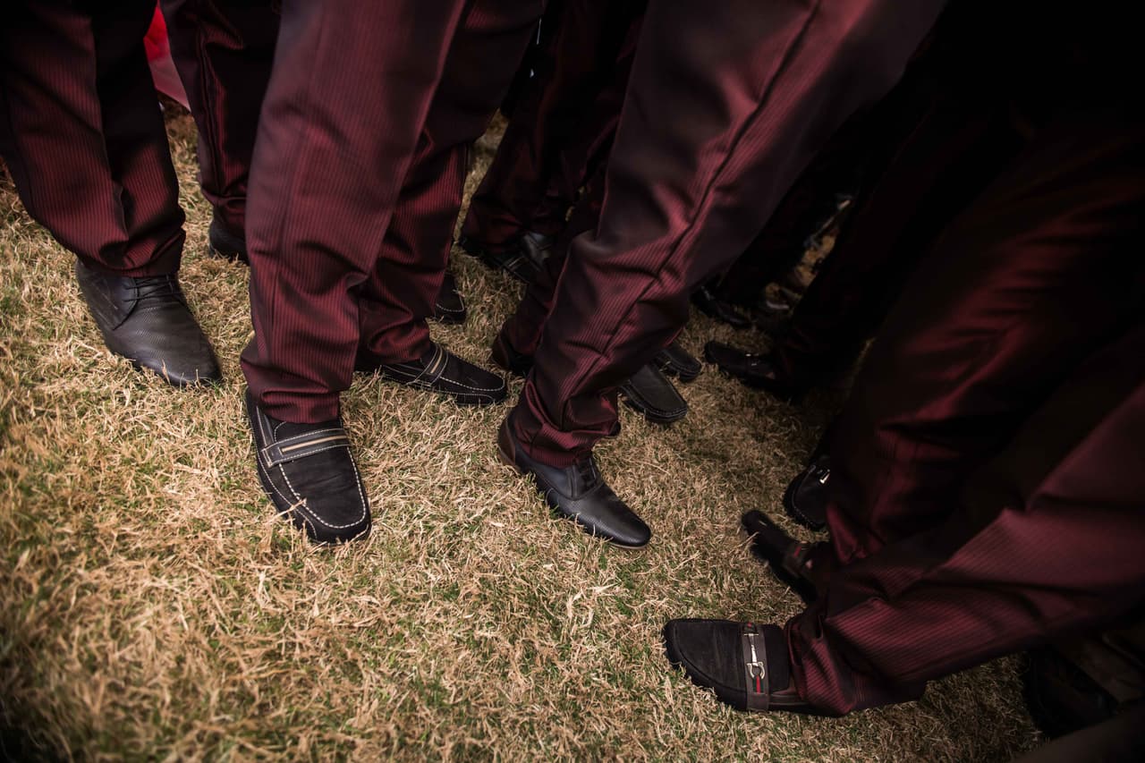 Los chambelanes de Rubí, durante la misa. Almudena Toral
