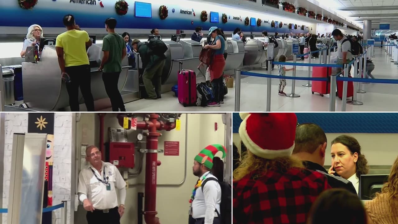 Atuendos navideños y algunos vuelos retrasados: así está el panorama en el aeropuerto de Miami