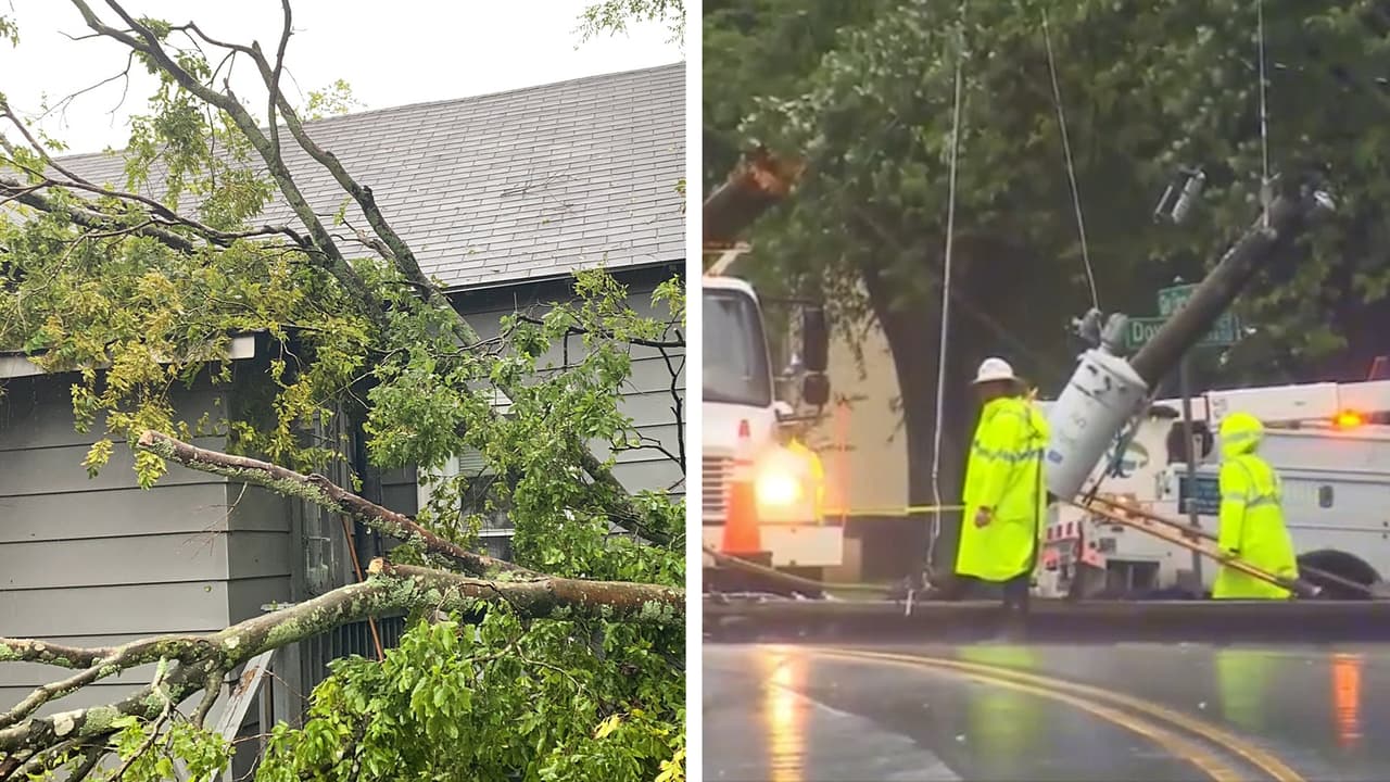 Árboles y postes de luz caídos: lo que deja la tormenta Elsa en Carolina del Norte