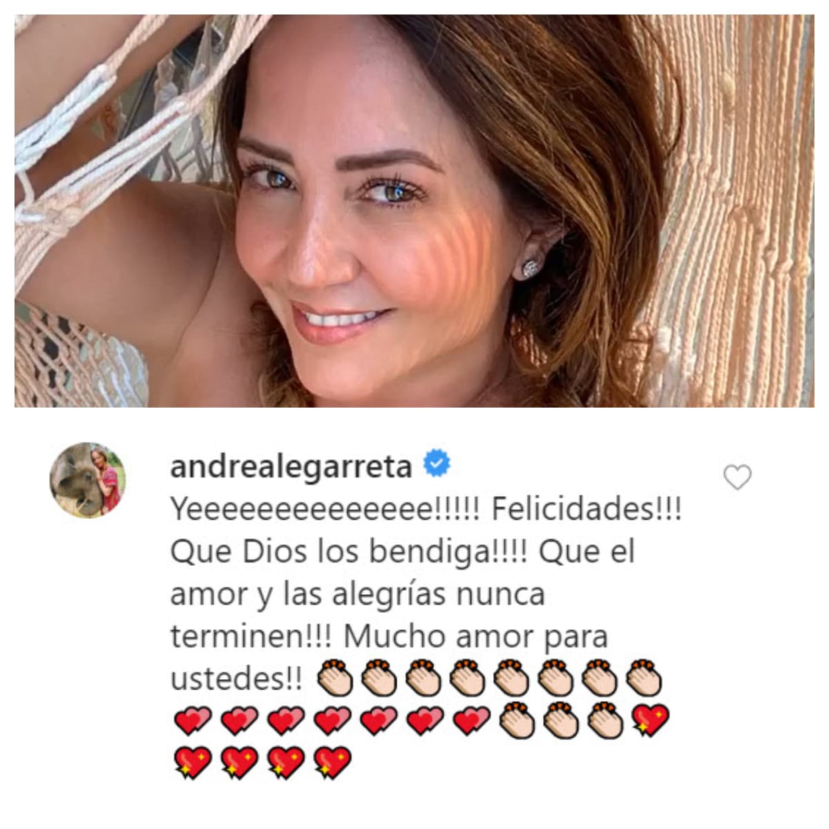 Mientras que
<b><a href="https://www.univision.com/famosos/andrea-legarreta-responde-a-quienes-le-cuestionaron-haber-roto-la-cuarentena-para-escaparse-a-acapulco-fotos" target="_blank">Andrea Legarreta</a></b> también fue parte de quienes le expresaron sus mejores deseos.