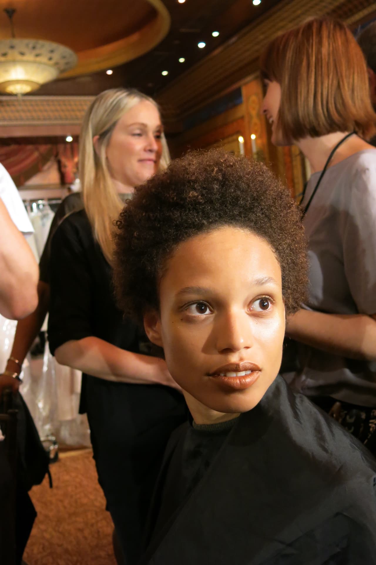 El dorado viene desde el párpado, se aplica en la zona del iluminador y también en la parte donde va el blush.
<br>