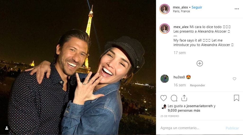 La pareja lleva dos años de relación y Alexandra confirmó que ya recibió el anillo de compromiso: "Sí, me voy a casar. Llevamos dos años y me propuso matrimonio frente a la Torre Eiffel. Ha sido como una película".