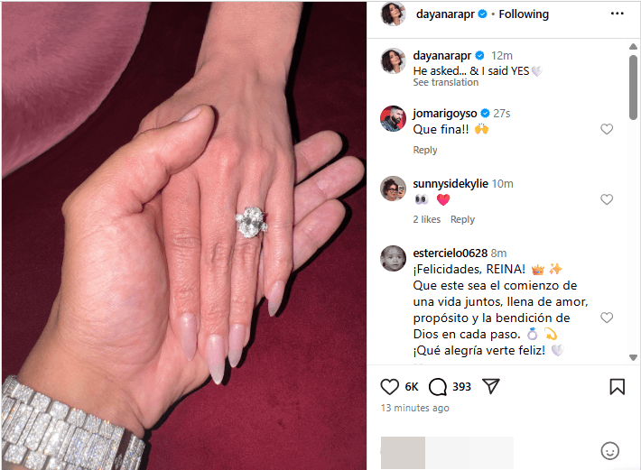 Dayanara Torres anunció que está comprometida.