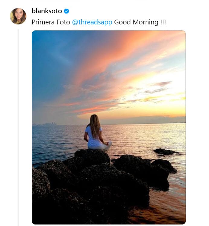 Blanca Soto publicó esta fotografía en Threads el 7 de julio de 2023.
