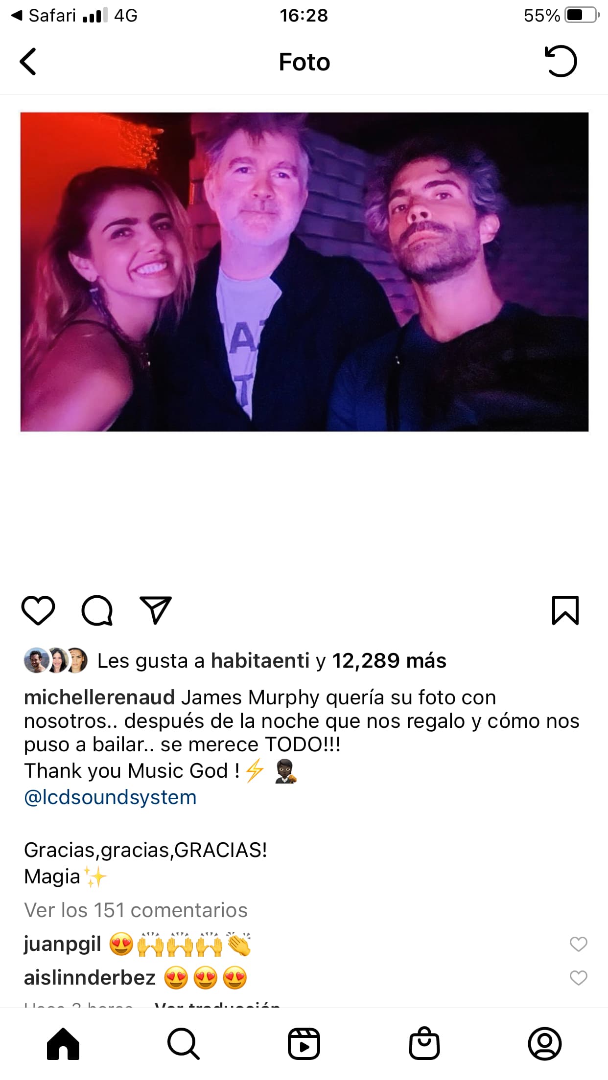 Asistieron juntos a un concierto del concepto de música electrónica LCD Soundsystem en donde se tomaron esta foto con el líder del mismo, James Murphy. 
<br>